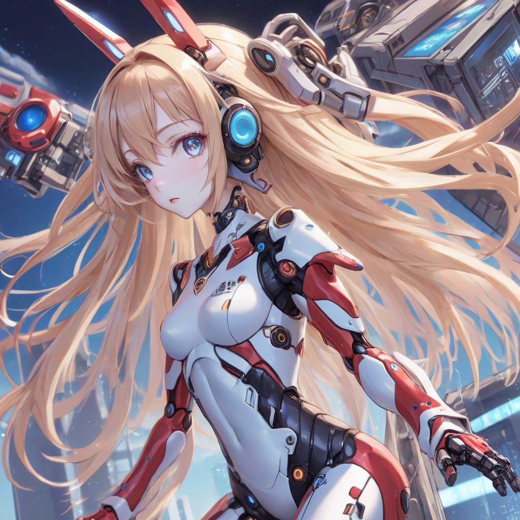  anime artwork pretty girl robot b ba bup 3000 super new version, long sky hair, she has all the information about games . anime style, key visual, vibrant, studio anime, highly detailed