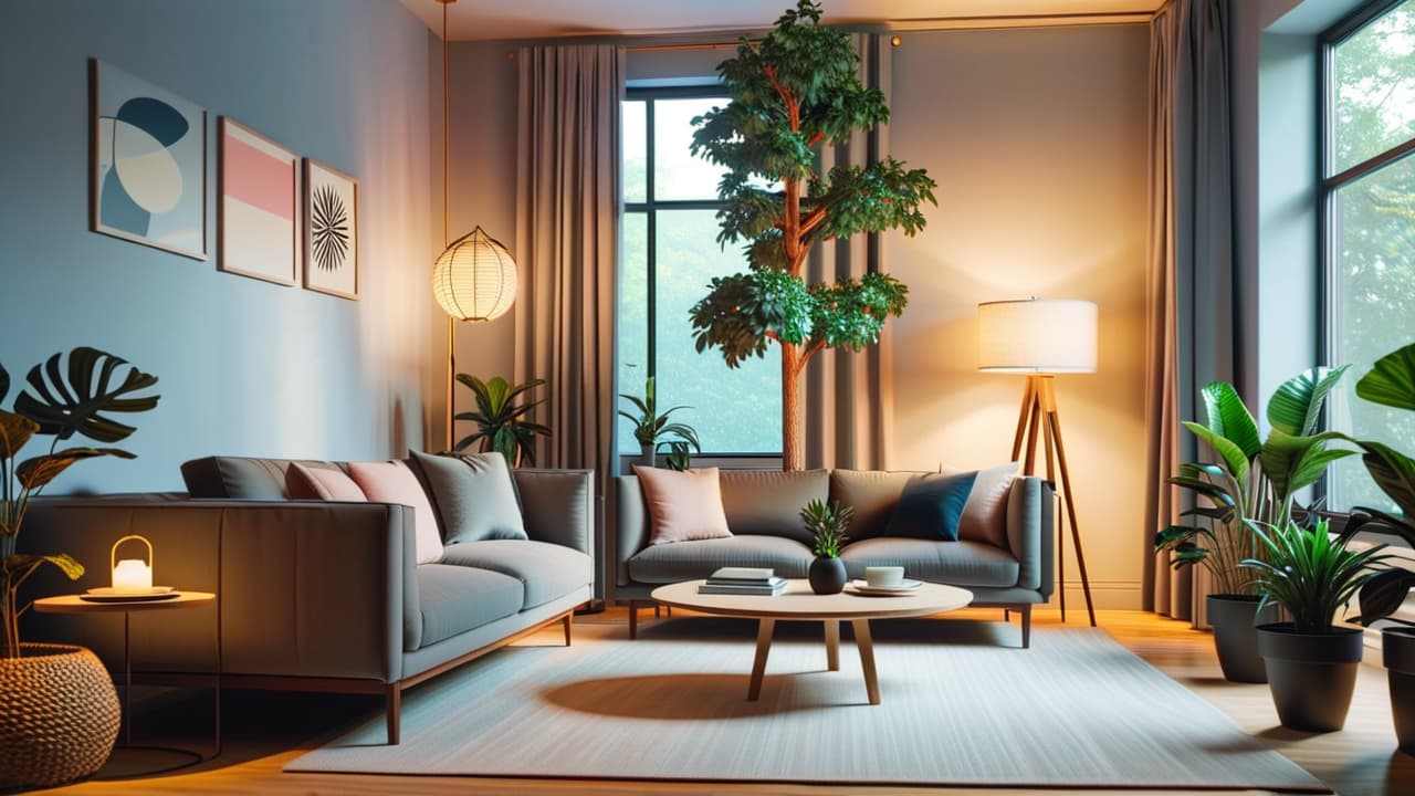  a stylish living room featuring a sleek, minimalist cat tree made of natural wood and soft fabric, surrounded by contemporary furniture, potted plants, and warm lighting, harmonizing with modern decor aesthetics. hyperrealistic, full body, detailed clothing, highly detailed, cinematic lighting, stunningly beautiful, intricate, sharp focus, f/1. 8, 85mm, (centered image composition), (professionally color graded), ((bright soft diffused light)), volumetric fog, trending on instagram, trending on tumblr, HDR 4K, 8K