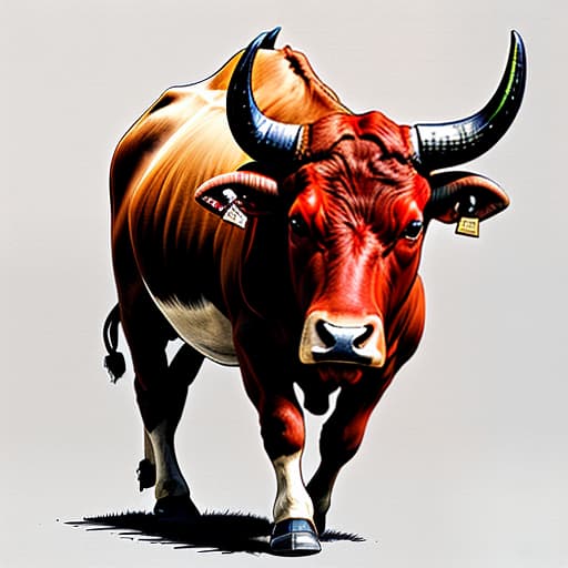  draw a bull a red, perfect background