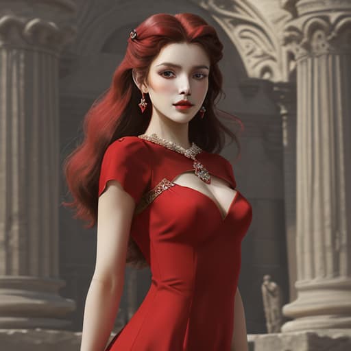  in ancient times, a beauty wore a red dress.