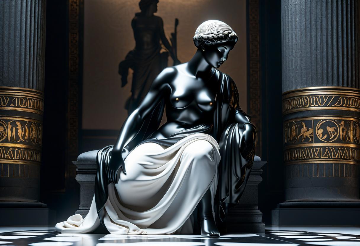  professional 3d model black mannequin in the form of ancient greek sculpture, so that the mannequin had no hands and head . octane render, highly detailed, volumetric, dramatic lighting, civitai, oil painting