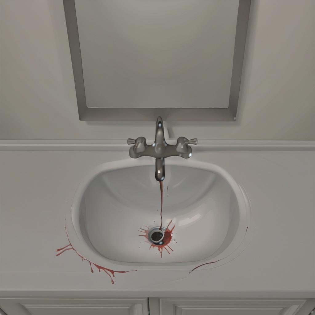  blood from the razor blade drains into the sink