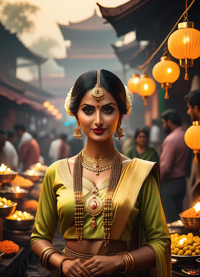  dhanteras праздник hyperrealistic, full body, detailed clothing, highly detailed, cinematic lighting, stunningly beautiful, intricate, sharp focus, f/1. 8, 85mm, (centered image composition), (professionally color graded), ((bright soft diffused light)), volumetric fog, trending on instagram, trending on tumblr, HDR 4K, 8K