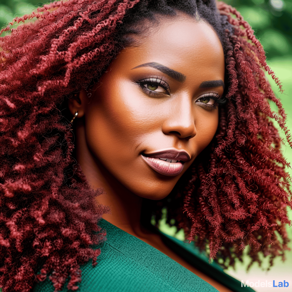  the portrait of a single gorgeous black skin woman with red hairs and green eyes. the skin has to be ebony black. busty focused hyperrealistic, full body, detailed clothing, highly detailed, cinematic lighting, stunningly beautiful, intricate, sharp focus, f/1. 8, 85mm, (centered image composition), (professionally color graded), ((bright soft diffused light)), volumetric fog, trending on instagram, trending on tumblr, HDR 4K, 8K