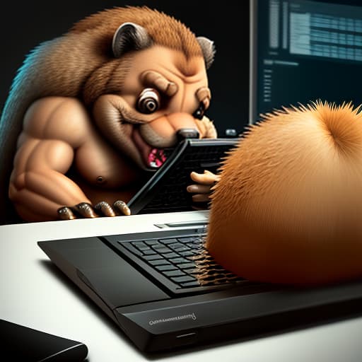  brutal beaver playing computer