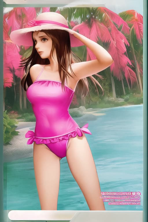  woman in pink swimsuit