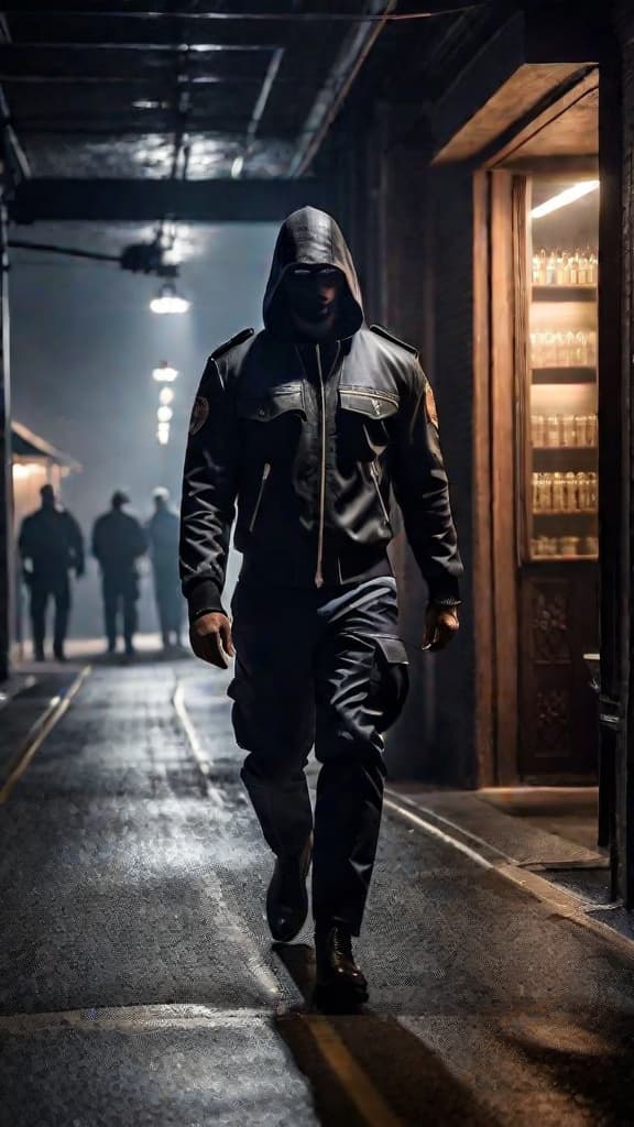  a dark apartment with eerie shadows, a man escaping in terror, and police officers arriving at the scene. hyperrealistic, full body, detailed clothing, highly detailed, cinematic lighting, stunningly beautiful, intricate, sharp focus, f/1. 8, 85mm, (centered image composition), (professionally color graded), ((bright soft diffused light)), volumetric fog, trending on instagram, trending on tumblr, HDR 4K, 8K