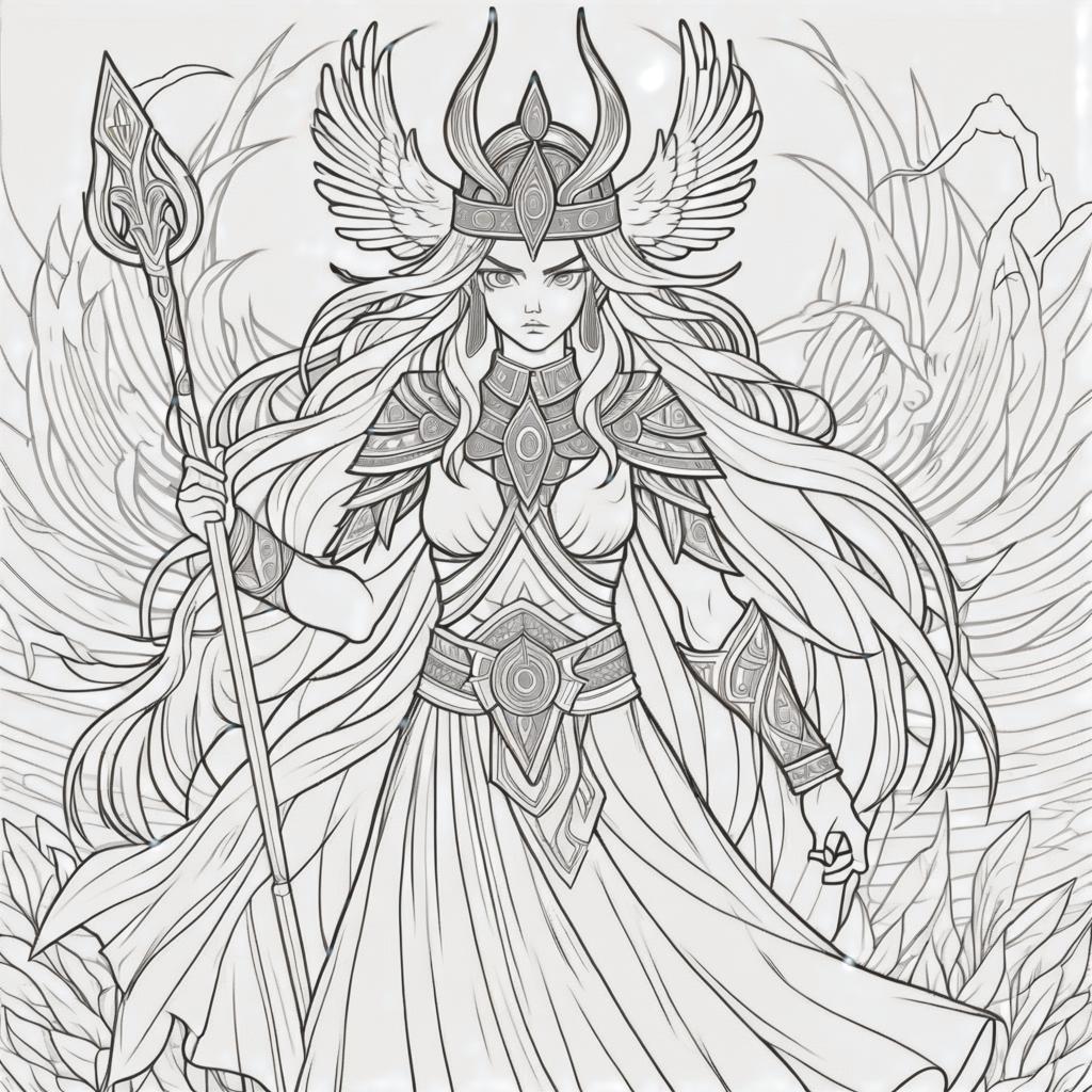  line art drawing likho, slavic mythology, same nightmare. anime style . professional, sleek, modern, minimalist, graphic, line art, vector graphics