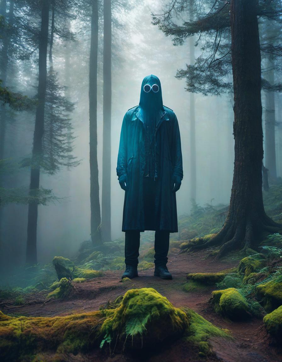  psychedelic style man without face, minimism, fog, forest . vibrant colors, swirling patterns, abstract forms, surreal, trippy, film photography style hyperrealistic, full body, detailed clothing, highly detailed, cinematic lighting, stunningly beautiful, intricate, sharp focus, f/1. 8, 85mm, (centered image composition), (professionally color graded), ((bright soft diffused light)), volumetric fog, trending on instagram, trending on tumblr, HDR 4K, 8K