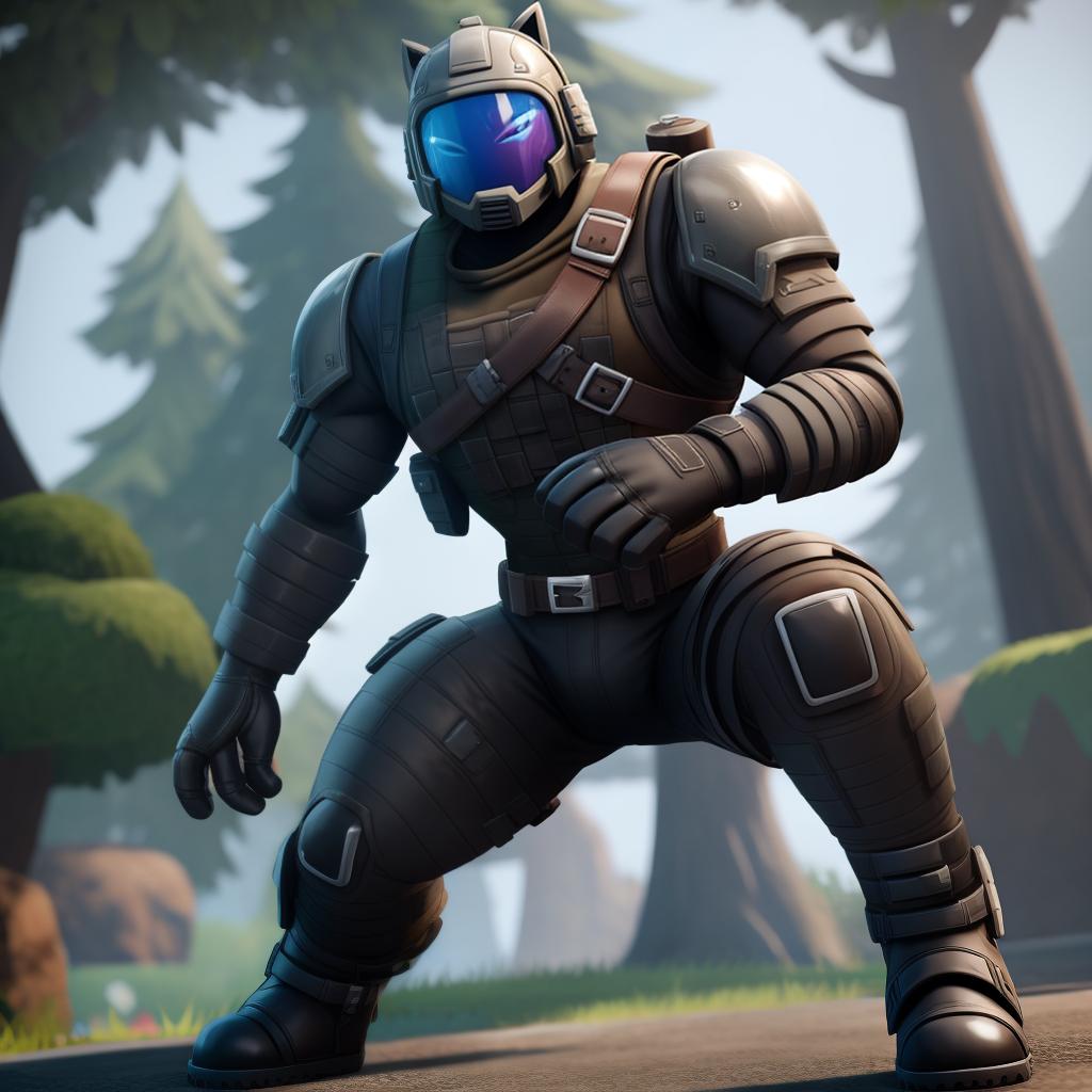  Power armoured soldier (fortnite), full body, leather gloves, combat stance, open eyes, masterpiece, 4k, fine details,