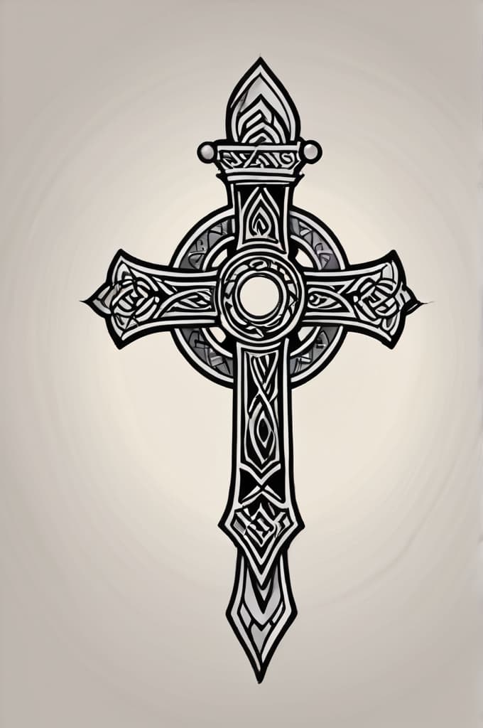  celtic cross , (tattoo sketch:1.25), drawing