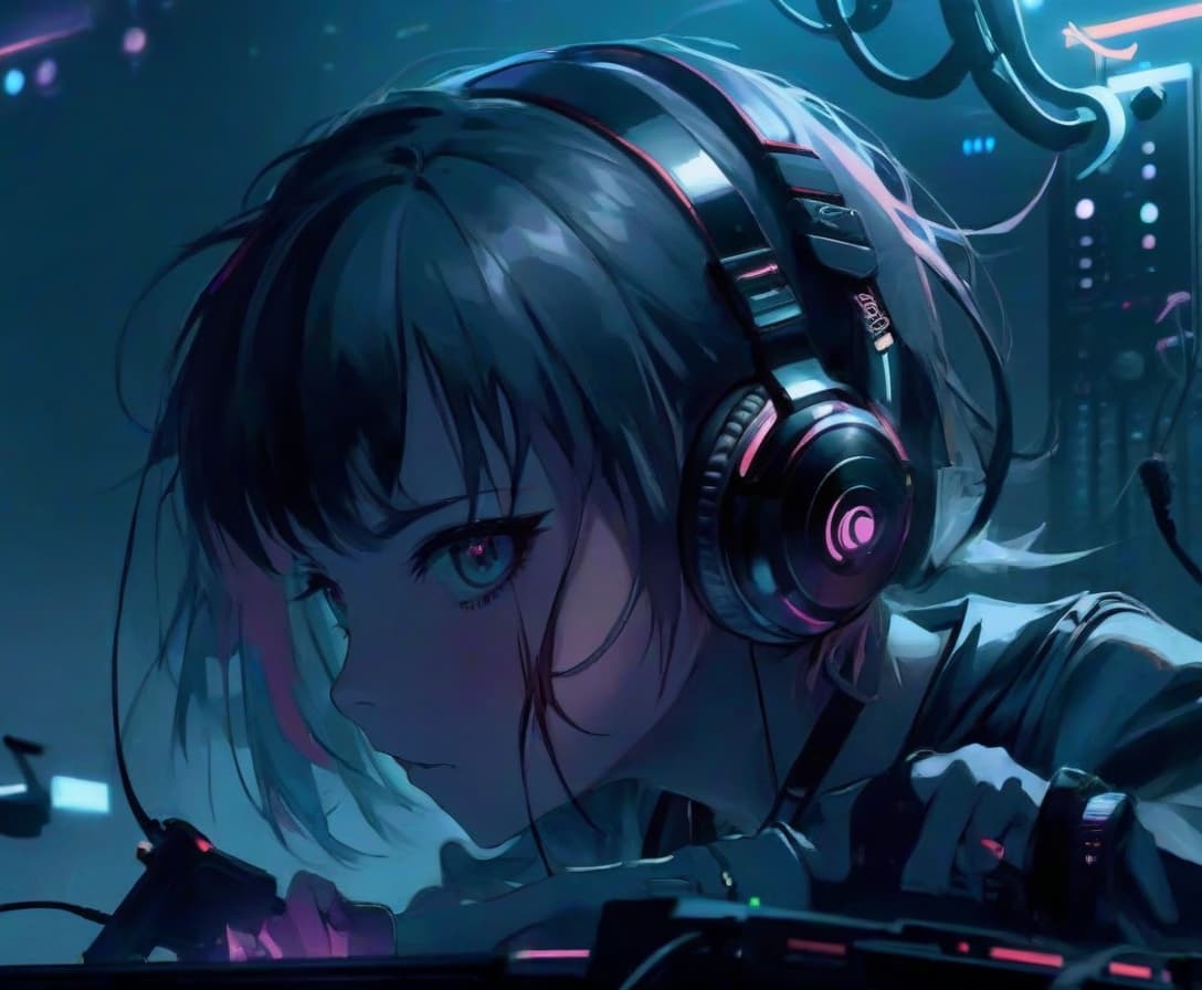  anime girl at the dj remote