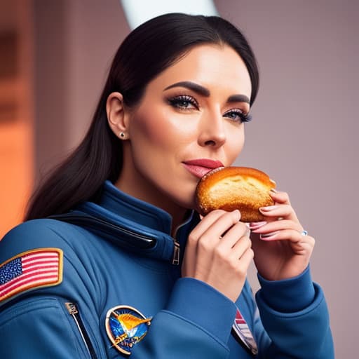  (Astronauta comiendo una dona), photorealistic, highly detailed, 4k, high quality hyperrealistic, full body, detailed clothing, highly detailed, cinematic lighting, stunningly beautiful, intricate, sharp focus, f/1. 8, 85mm, (centered image composition), (professionally color graded), ((bright soft diffused light)), volumetric fog, trending on instagram, trending on tumblr, HDR 4K, 8K