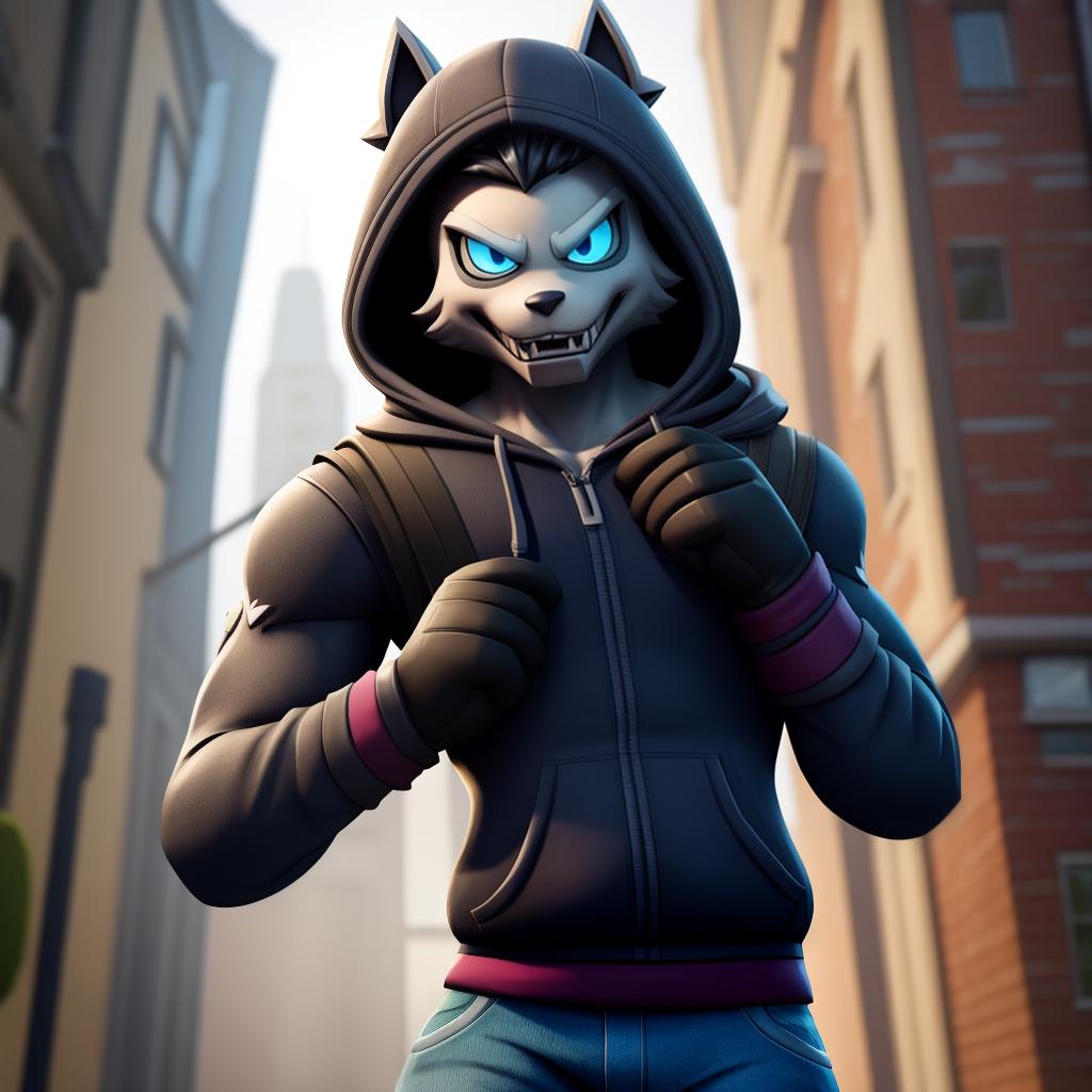  Evil hacker (Fortnite), full body, hoodie, gloves, jeans, open eyes, masterpiece, 4k, fine details,