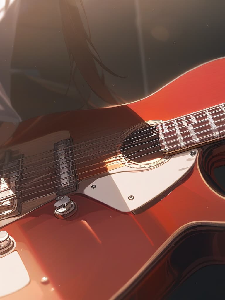  red guitar, girl, masterpiece, best quality,8k,ultra detailed,high resolution,an extremely delicate and beautiful,hyper detail