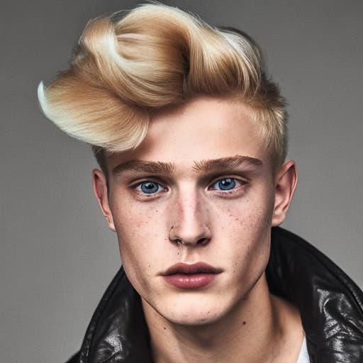 portrait+ style British LGBT queer twink blonde hunk dude face