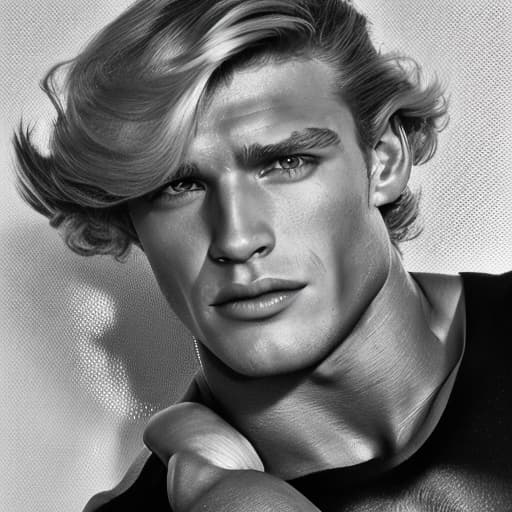 portrait+ style bodybuilding superstar blonde hunk dude face