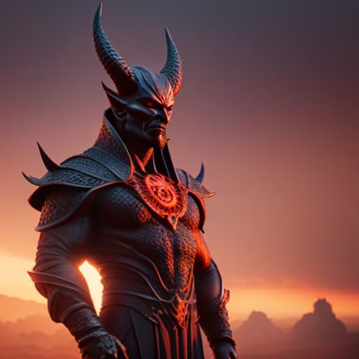  satan world soft sunrise shades hyperrealistic, full body, detailed clothing, highly detailed, cinematic lighting, stunningly beautiful, intricate, sharp focus, f/1. 8, 85mm, (centered image composition), (professionally color graded), ((bright soft diffused light)), volumetric fog, trending on instagram, trending on tumblr, HDR 4K, 8K