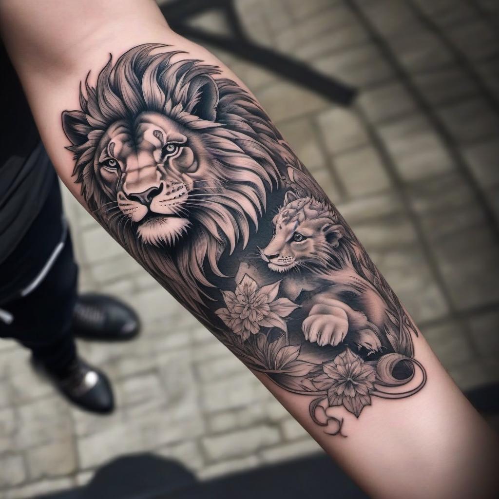  Dragon + lion tattoo