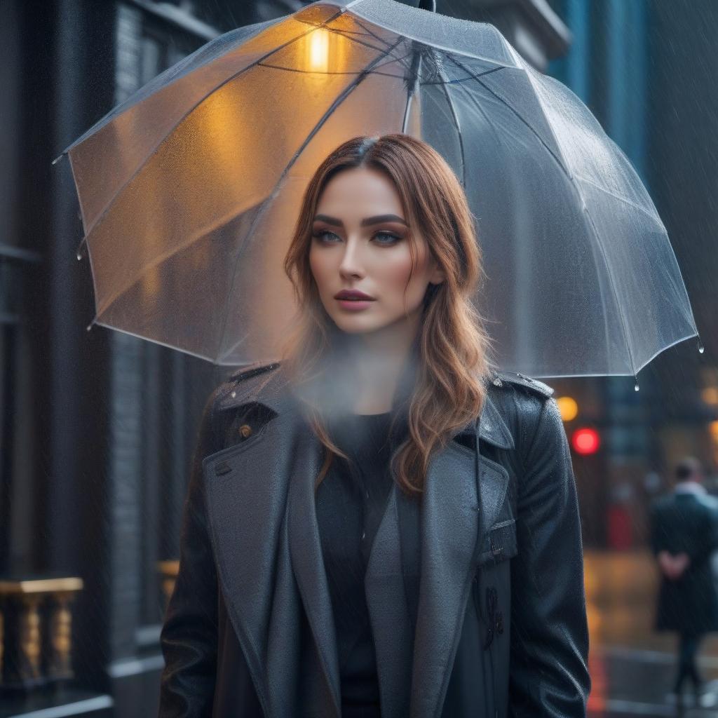  Rain in London, beautiful deserted urban landscape hyperrealistic, full body, detailed clothing, highly detailed, cinematic lighting, stunningly beautiful, intricate, sharp focus, f/1. 8, 85mm, (centered image composition), (professionally color graded), ((bright soft diffused light)), volumetric fog, trending on instagram, trending on tumblr, HDR 4K, 8K