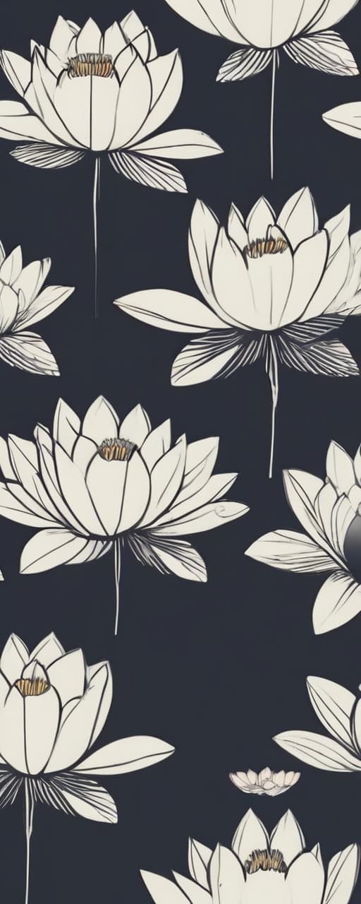  minimalism, lotus flowers with pads design, abstract, simple geometic shapes, hard edges, sleek contours, minimalism