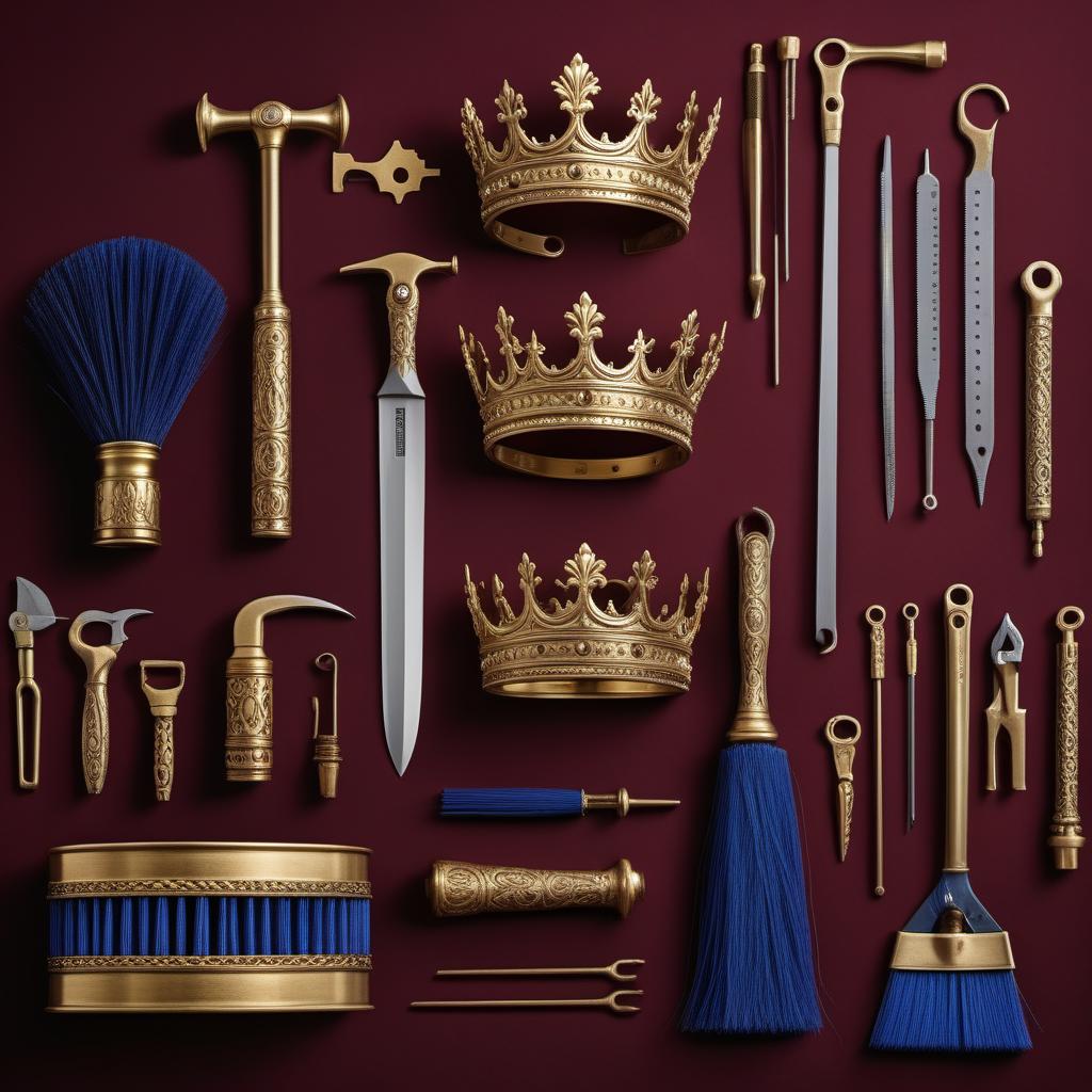  Design an advertisement banner for 'King of the Tools' home maintenance business with the slogan 'Royal Repairs, Every Time'. The ad should feature a royal theme with king-like imagery such as crowns and scepters integrated with tools like wrenches, hammers, and screwdrivers. Use a bold and regal color palette with gold, royal blue, and deep red. Include shimmering effects and dynamic transitions to emphasize the high-quality service provided by the business. hyperrealistic, full body, detailed clothing, highly detailed, cinematic lighting, stunningly beautiful, intricate, sharp focus, f/1. 8, 85mm, (centered image composition), (professionally color graded), ((bright soft diffused light)), volumetric fog, trending on instagram, trending on tumblr, HDR 4K, 8K