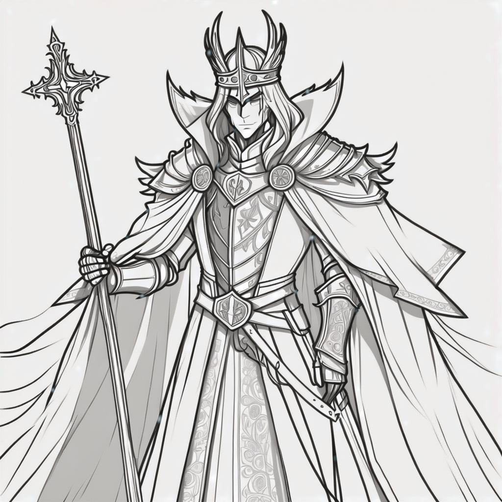  line art drawing medieval lord, same nightmare. anime style . professional, sleek, modern, minimalist, graphic, line art, vector graphics