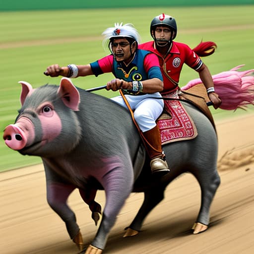  Indians ride pigs,