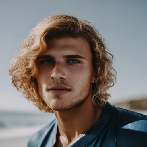 portrait+ style Russian LGBT queer surfer blonde hunk dude face