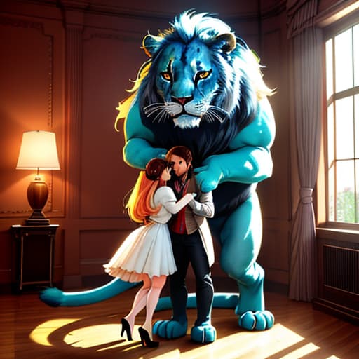  a big cat hugs a cute girl in the living room,pokemon,lion,mount fuji hyperrealistic, full body, detailed clothing, highly detailed, cinematic lighting, stunningly beautiful, intricate, sharp focus, f/1. 8, 85mm, (centered image composition), (professionally color graded), ((bright soft diffused light)), volumetric fog, trending on instagram, trending on tumblr, HDR 4K, 8K