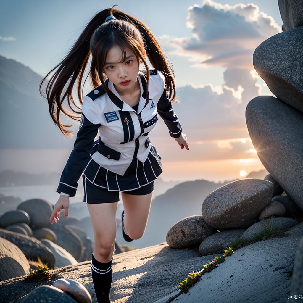  masterpiece, high quality, 4K, HDR BREAK 女の子を食べる女の子 BREAK A young female anime character with long hair, large eyes, and a cute expression BREAK Wearing a uniform with a , socks, and shoes BREAK Standing in a dynamic pose, leaning forward as if about to take a bite BREAK In a surreal, dreamlike setting with swirling colors and abstract shapes hyperrealistic, full body, detailed clothing, highly detailed, cinematic lighting, stunningly beautiful, intricate, sharp focus, f/1. 8, 85mm, (centered image composition), (professionally color graded), ((bright soft diffused light)), volumetric fog, trending on instagram, trending on tumblr, HDR 4K, 8K