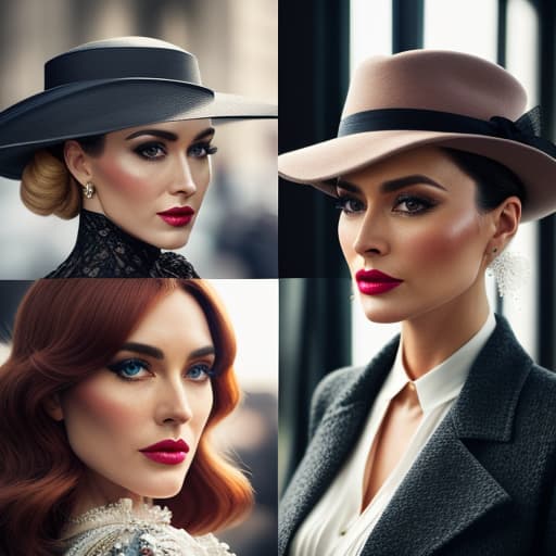  Create a collage of vintage fashion icons from different eras, featuring iconic clothing styles and accessories that have left a mark on the fashion industry. hyperrealistic, full body, detailed clothing, highly detailed, cinematic lighting, stunningly beautiful, intricate, sharp focus, f/1. 8, 85mm, (centered image composition), (professionally color graded), ((bright soft diffused light)), volumetric fog, trending on instagram, trending on tumblr, HDR 4K, 8K