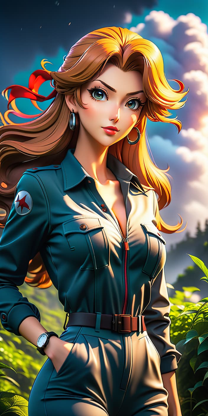  anime artwork gadget hackwrench , tall, beautiful , tight jumpsuit with holes, cartoon, . anime style, key visual, vint, studio anime, highly detailed hyperrealistic, full body, detailed clothing, highly detailed, cinematic lighting, stunningly beautiful, intricate, sharp focus, f/1. 8, 85mm, (centered image composition), (professionally color graded), ((bright soft diffused light)), volumetric fog, trending on instagram, trending on tumblr, HDR 4K, 8K