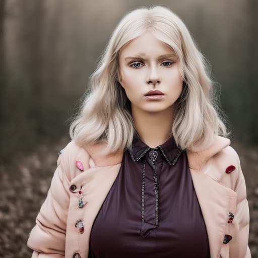 portrait+ style Russian queer TV actress blonde female face