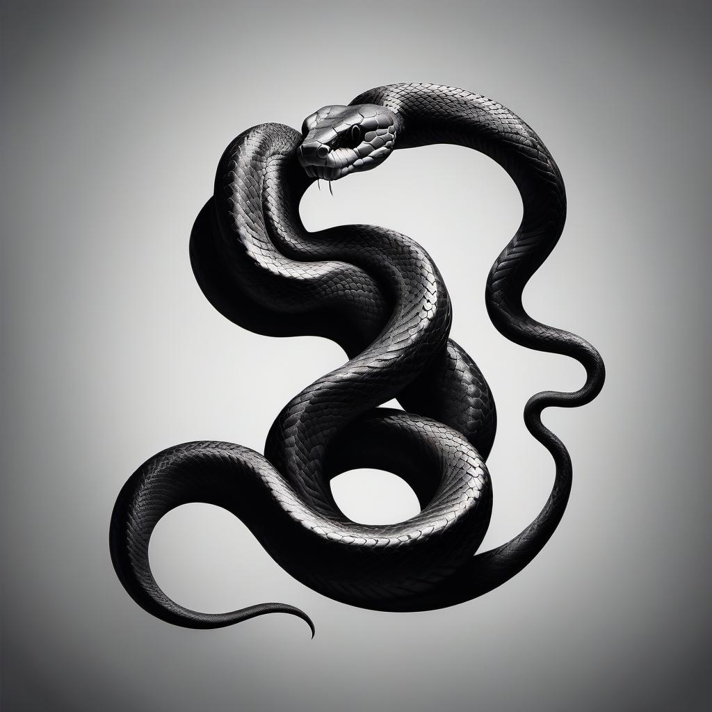  horror themed snake black and white colors minimalist . eerie, unsettling, dark, spooky, suspenseful, grim, highly detailed