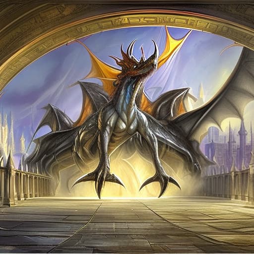 dvarchmodern a huge school of magic and magic in light colors, around the magical barrier, flying wyverns and dragons, the main gate includes students