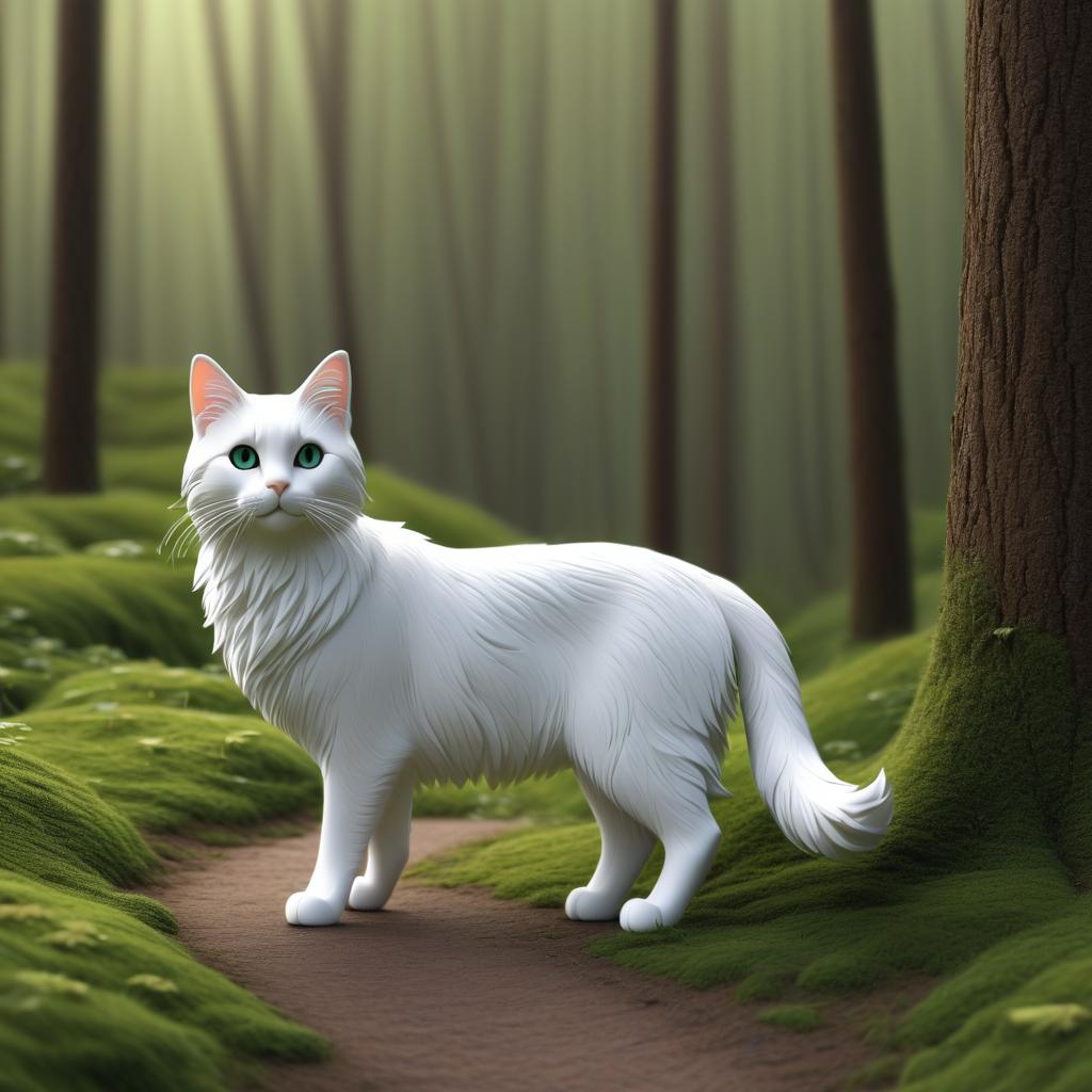  cat, celebrity, walking forward with a smile, forest, award winning, professional, highly detailed, masterpiece