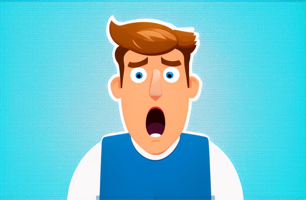  shocked surprised caucasian man isolated on white background, close up, funny cartoon illustration ar 3:2 {prompt}, maximum details