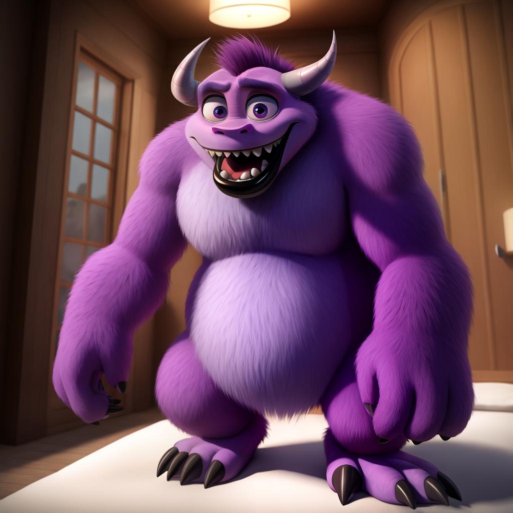  Homosexual monsters (monsters inc), full body, very big black lips, open eyes, masterpiece, 4k, fine details,