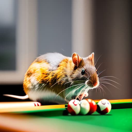 redshift style draw a rat, playng billiards, with big head hyperrealistic, full body, detailed clothing, highly detailed, cinematic lighting, stunningly beautiful, intricate, sharp focus, f/1. 8, 85mm, (centered image composition), (professionally color graded), ((bright soft diffused light)), volumetric fog, trending on instagram, trending on tumblr, HDR 4K, 8K