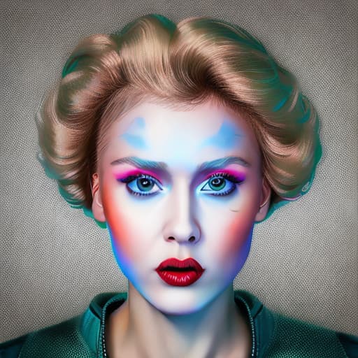 portrait+ style Russian LGBT queer comedian actress blonde female face