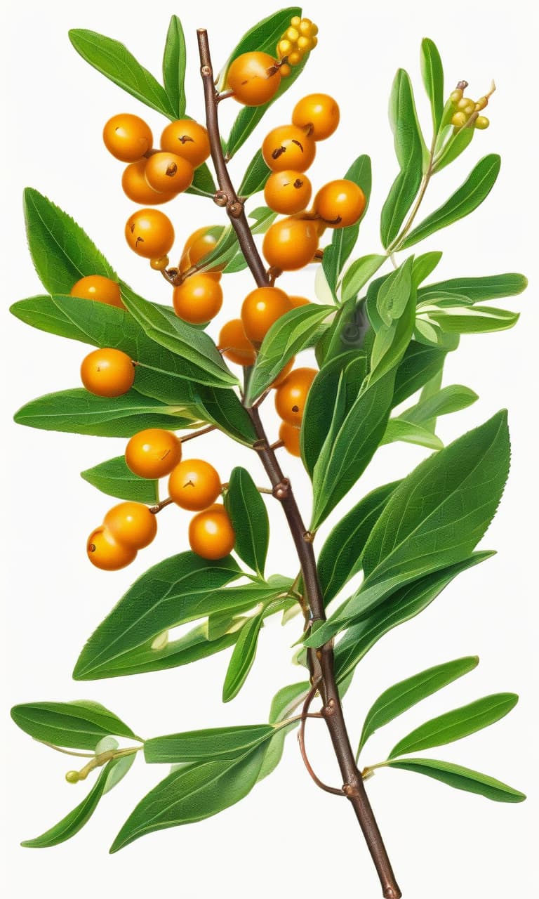  buckthorn sprig on a white background