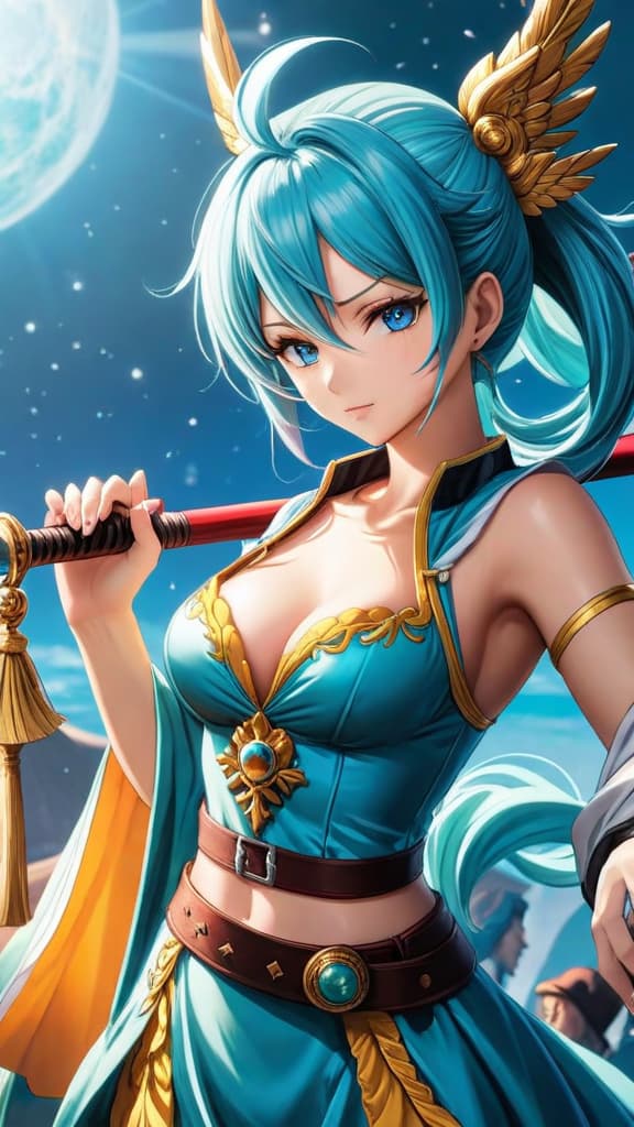  anime art: depict uranus, the mysterious ancient weapon from one piece, shrouded in secrecy and power. hyperrealistic, full body, detailed clothing, highly detailed, cinematic lighting, stunningly beautiful, intricate, sharp focus, f/1. 8, 85mm, (centered image composition), (professionally color graded), ((bright soft diffused light)), volumetric fog, trending on instagram, trending on tumblr, HDR 4K, 8K