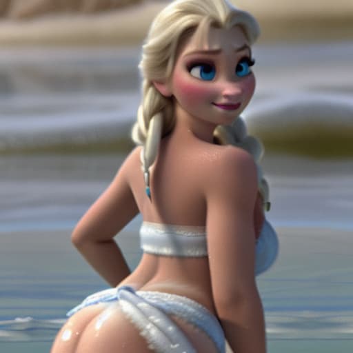  Elsa from Disney’s Frozen wearing a white bikini
