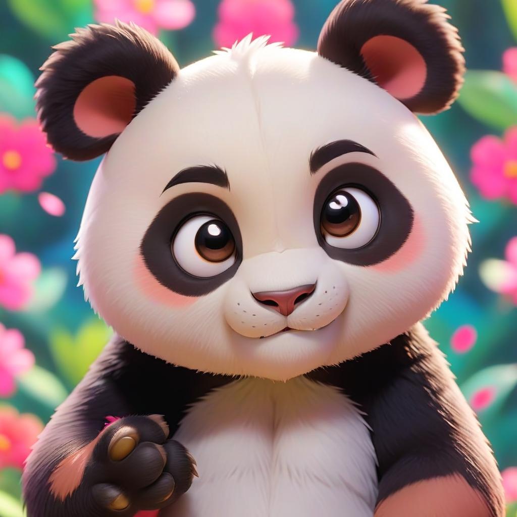  pokémon style small cartoon panda with beautiful background for twitch channel cover . vibrant, cute, anime, fantasy, reminiscent of pokémon series, perfect hands, perfecteyes