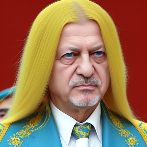  turkish leader long hair yellow hair blue eye