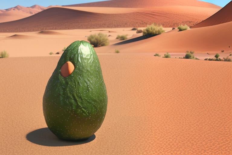  an avocado walking through the desert