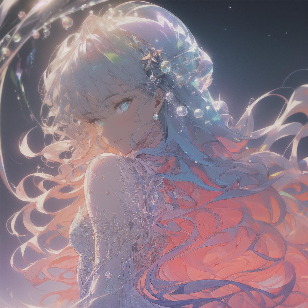  ((best quality)), ((masterpiece)), ((ultra detailed)), (illustration), (detailed light), (an extremely delicate and beautiful), a girl, cute face, upper body, two legs, long dress, {beautiful detailed eyes}, stars in the eyes, messy floating hair, colored inner hair, starry sky adorns hair, {lots of big colorful bubble}, [pearl], [galaxy], depth of field hyperrealistic, full body, detailed clothing, highly detailed, cinematic lighting, stunningly beautiful, intricate, sharp focus, f/1. 8, 85mm, (centered image composition), (professionally color graded), ((bright soft diffused light)), volumetric fog, trending on instagram, trending on tumblr, HDR 4K, 8K