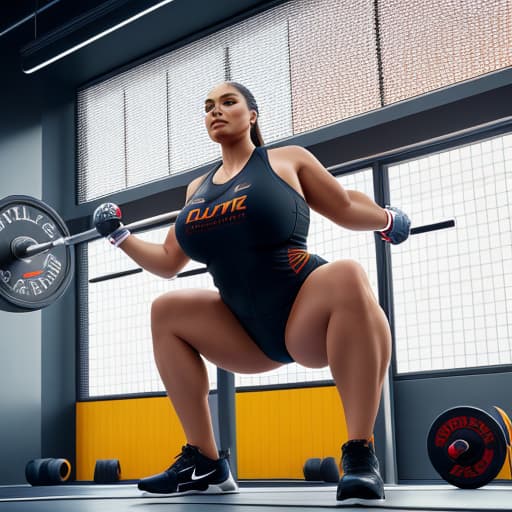  (Powerlifting), photorealistic, highly detailed, 4k, high quality hyperrealistic, full body, detailed clothing, highly detailed, cinematic lighting, stunningly beautiful, intricate, sharp focus, f/1. 8, 85mm, (centered image composition), (professionally color graded), ((bright soft diffused light)), volumetric fog, trending on instagram, trending on tumblr, HDR 4K, 8K