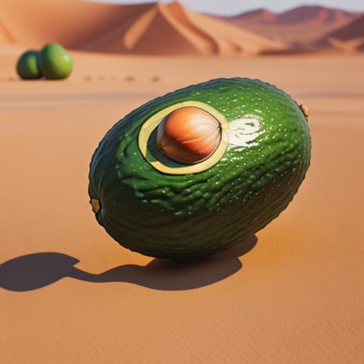  an avocado walking through the desert